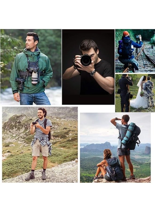 eWINNER Dual Camera Holster Strap for Canon Nikon Multi Carrying Chest Vest - Image 2