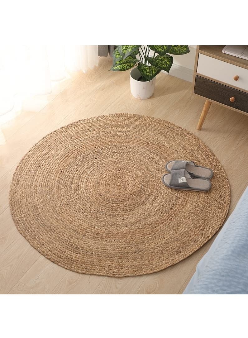 LINGWEI Round Jute Rug Carpet 120x120cm - Image 5
