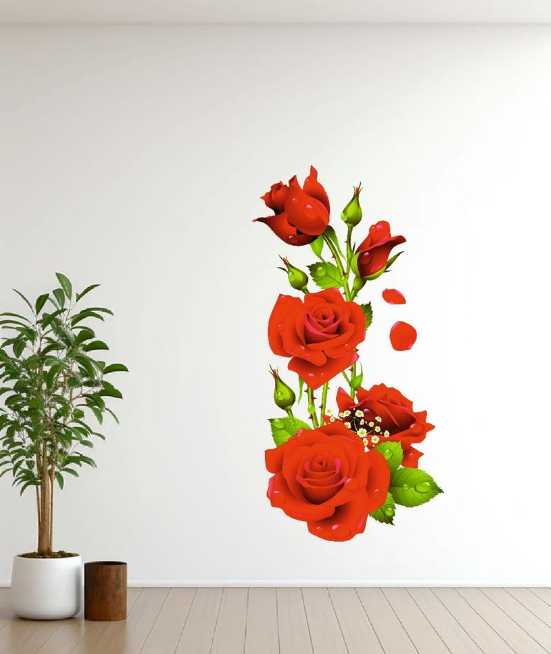 Techgifti Red Rose Flower Port Wall Sticker for Kids Room, Living Room, Bedroom, Restorent (Multicolor, Size - 40 Cm X 76 Cm) - Image 5
