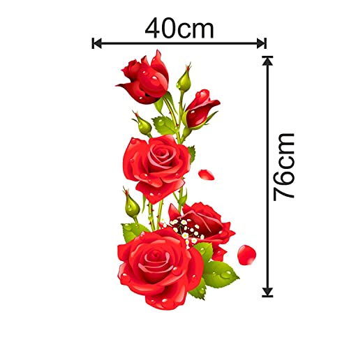 Techgifti Red Rose Flower Port Wall Sticker for Kids Room, Living Room, Bedroom, Restorent (Multicolor, Size - 40 Cm X 76 Cm) - Image 3