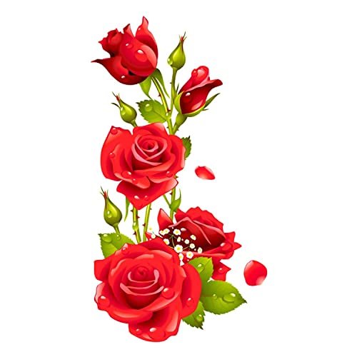 Techgifti Red Rose Flower Port Wall Sticker for Kids Room, Living Room, Bedroom, Restorent (Multicolor, Size - 40 Cm X 76 Cm) - Image 1