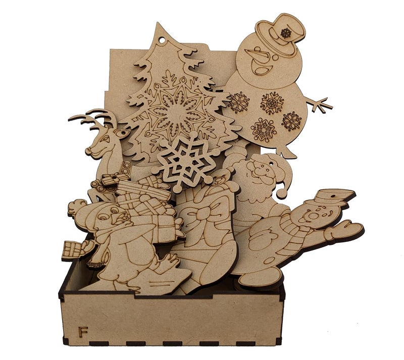 StepsToDo DIY Christmas Ornament Painting Activity Kit. Wooden Decoration Craft Making. Packed in Wooden Box. - Image 2