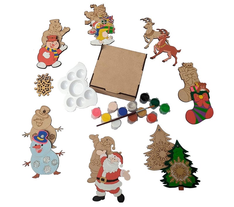 StepsToDo DIY Christmas Ornament Painting Activity Kit. Wooden Decoration Craft Making. Packed in Wooden Box. - Image 4
