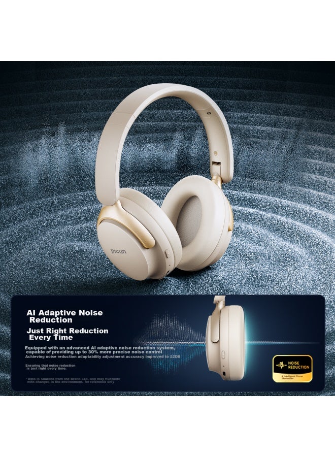 Picun [active Noise Cancellation -48db] Over-ear Bluetooth Headphones, Wireless And Wired Compatible, For Mobile Phones, Computers, E-sports Gaming, Music, Long Battery Life Nc60, Ink Black - Image 3