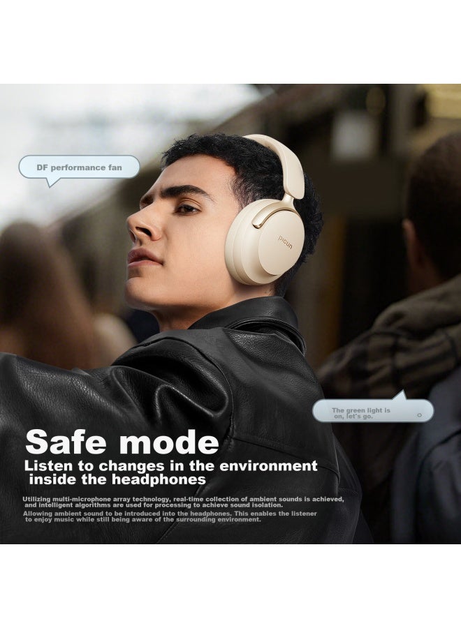 Picun [active Noise Cancellation -48db] Over-ear Bluetooth Headphones, Wireless And Wired Compatible, For Mobile Phones, Computers, E-sports Gaming, Music, Long Battery Life Nc60, Ink Black - Image 4