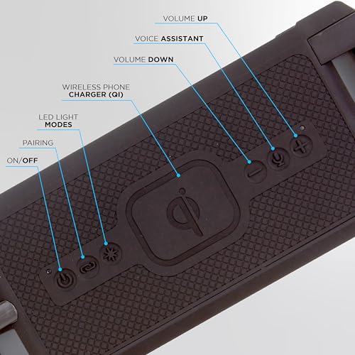 Altec Lansing Portable Bluetooth Speaker HYDRABOOM 2.0, 32W Output Power, 16Hr Playtime, Party Sync, Qi Wireless Charging, Everything-Proof, Voice Assistant Compatible - Black - Image 3