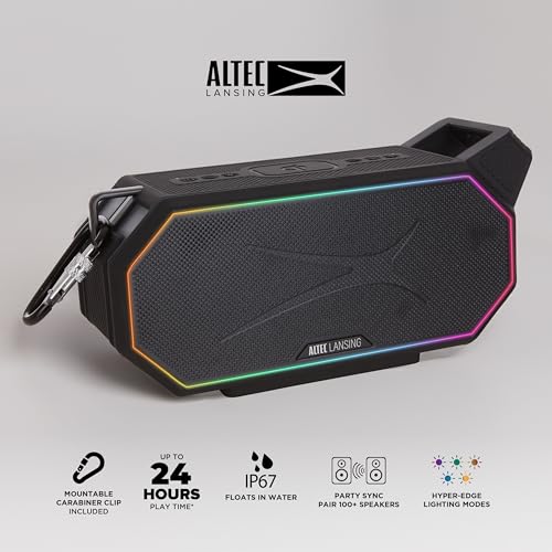 Altec Lansing Portable Bluetooth Speaker HYDRABOOM 2.0, 32W Output Power, 16Hr Playtime, Party Sync, Qi Wireless Charging, Everything-Proof, Voice Assistant Compatible - Black - Image 2