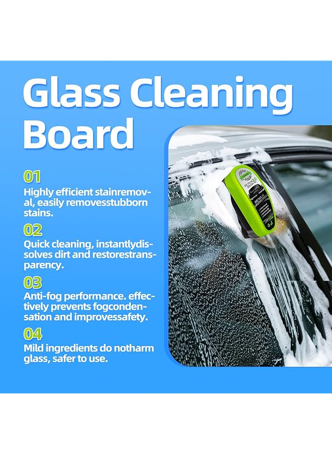 SWIUKPHE Upgrade Automotive Oil Film Cleaning Brush, Reusable Glass Coating For Windshield, Prevents Rain And Fog, Cleaning Glass Brush (Green) - Image 2