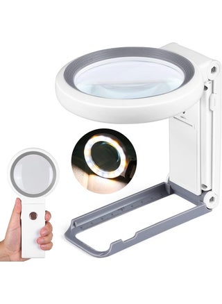 30X 10X Magnifying Glass with Light and Stand, Foldable Handheld Magnifying Glass 18 LED Illuminated Lighted Magnifier for Macular Degeneration, Seniors Reading, Close Work, Coins, Jewelry - pzsku/ZC60E32EB900AB1B2EAA4Z/45/1743037942/6ce9da82-7bd5-4e3b-b482-a1df94451e36