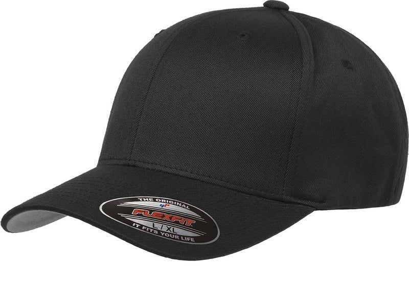 Flexfit Men's Wooly Combed Twill Fitted Baseball Cap, Black, Large-X-Large - Image 1