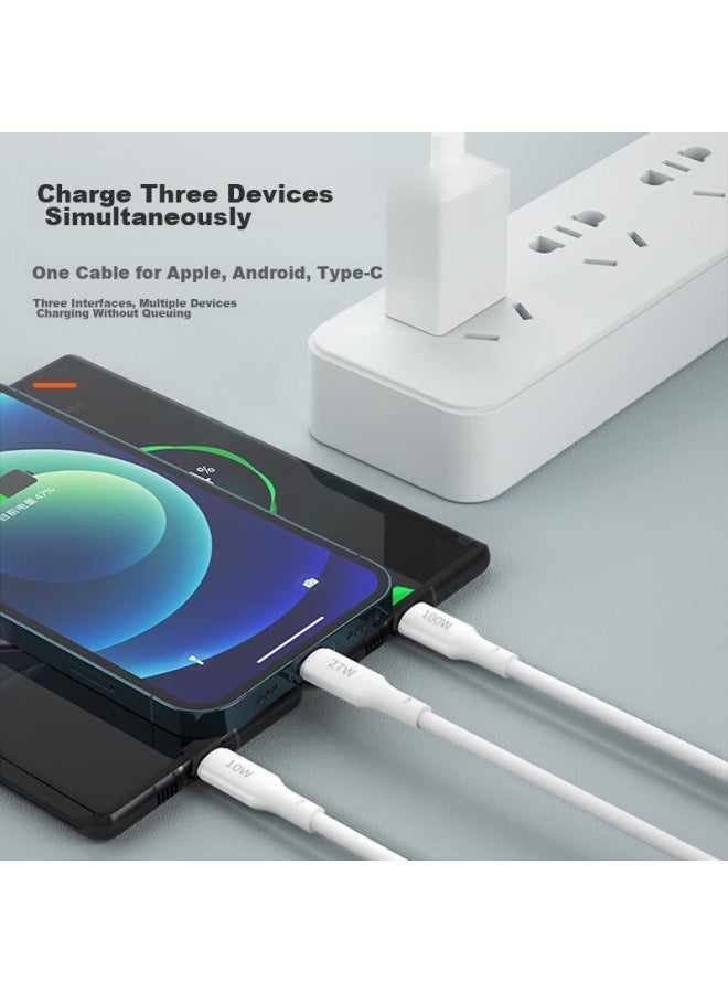 Newmine In 100w Super Fast Charging Cable, Compatible With Apple, Huawei, Xiaomi, Car Use, White - Image 4