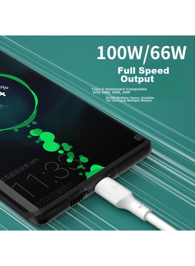 Newmine In 100w Super Fast Charging Cable, Compatible With Apple, Huawei, Xiaomi, Car Use, White - Image 1