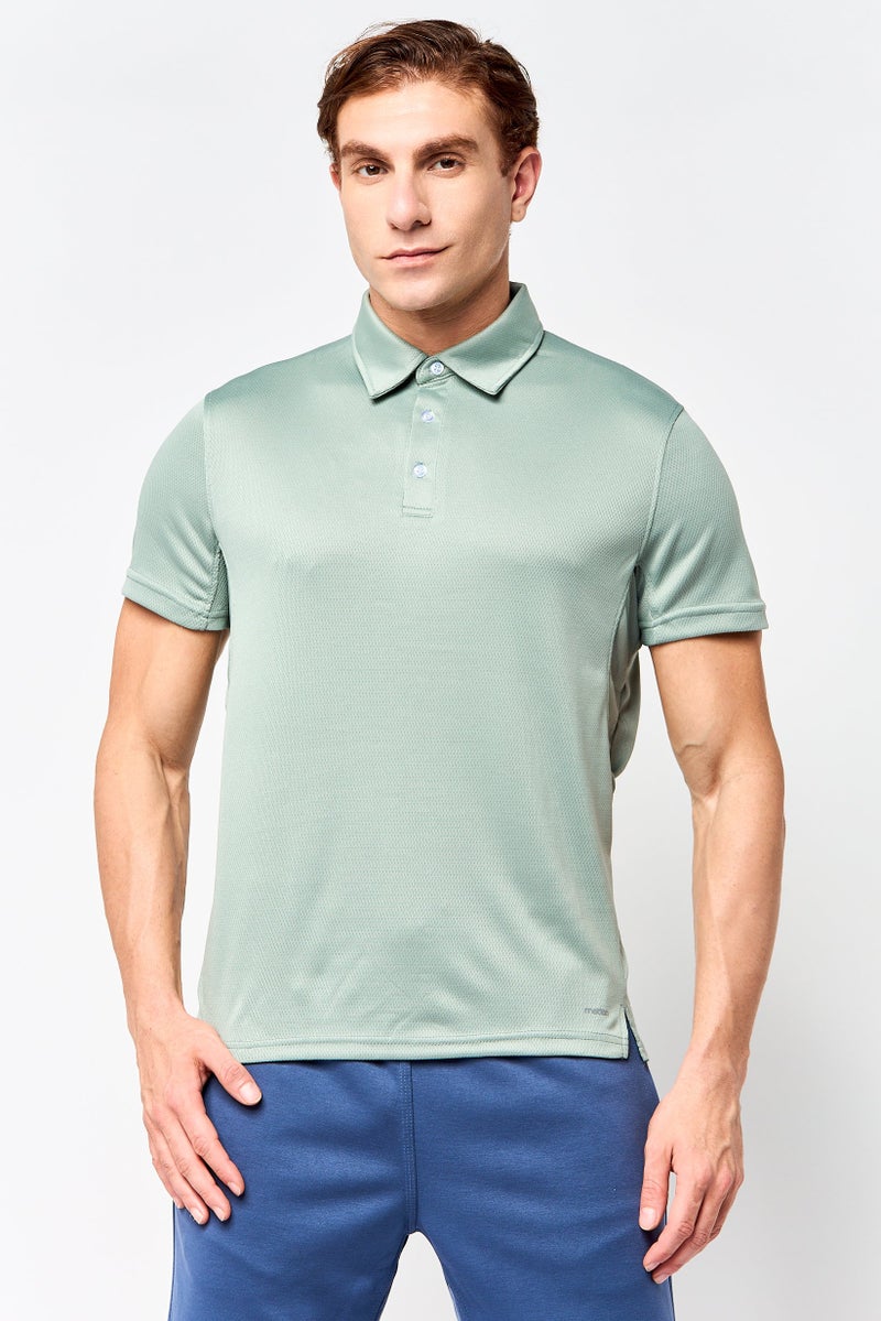 MOTION Men Sportswear Fit Short Sleeve Training Polo Shirt, Sage - Image 1