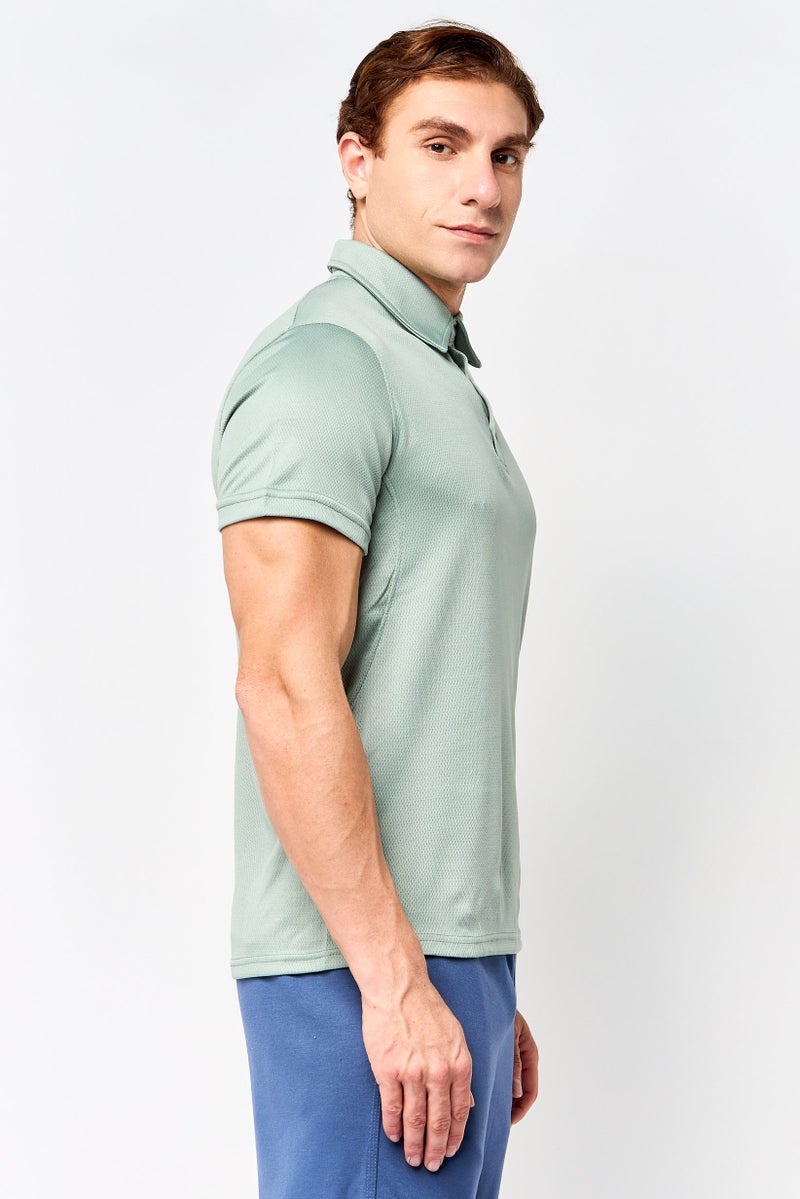 MOTION Men Sportswear Fit Short Sleeve Training Polo Shirt, Sage - Image 3