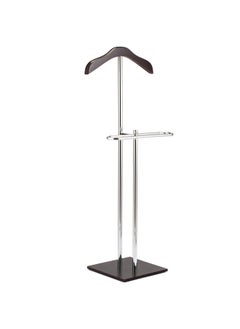MyGift MyGift Brown Wood and Metal Valet and Suit Stand Executive Mens Garment Organizer Rack Coat and Pants Hanger  - Image 1
