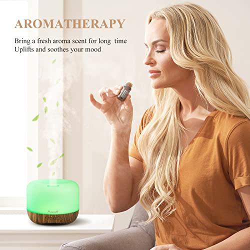 Homeweeks Aromatherapy Essential Oil Diffuser for Room: Air Humidifier Aroma Scent Cool Mist Diffuser Colorful Lights Wood Cute Small Large Waterless Auto Off Ultrasonic Diffusers for Home Bedroom (300ml) - Image 3