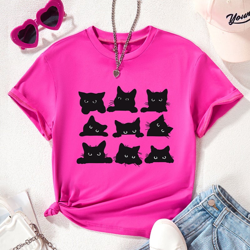 Children'S Loose T-Shirt Cartoon Black Cat T-Shirt Suit Casual Temperament A Generation Of Overseas Children'S Clothing - Image 3