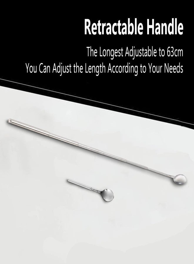 plplaaoo Stainless Steel Telescopic Spoon - Extendable Long Handle Spoon for BBQ - Retractable Stirring Spoons for Outdoor Cooking - 24.4" Silver Serving Spoons for Kitchen & Catering - Image 5