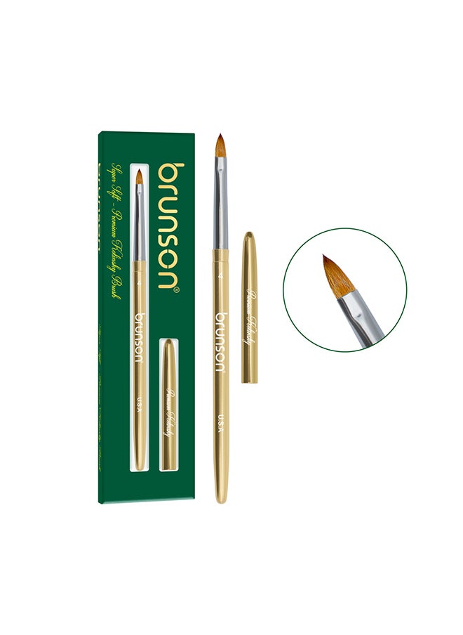 brunson Acrylic Nail Brush 1pc Pure Sable Hair Professional Nail Art Painting Brush for Manicure Pedicure Kolinsky Brush for Acrylic Application Nail Extensions and 3D Nail Carving Size 4  - Image 1