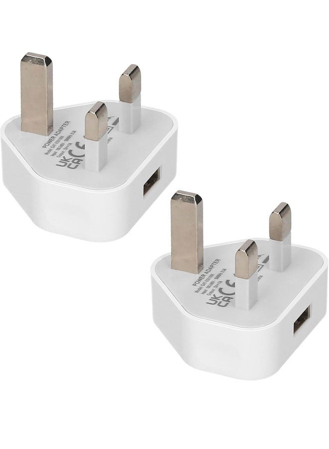5V 1A USB Adapter Input DC Adapters for Charging Multnction Power Adapter for Electronic Devices (UK Plug, White) In two packs  - Image 1