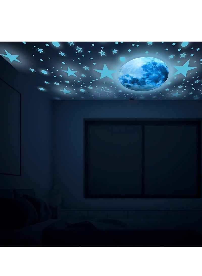 مجموعة ملصقات مضيئة في الظلام على شكل نجوم وقمر - 438 قطعة، ديكور للأسقف والجدران، مثالية لغرف الأطفال والرضع وغرف النوم - تتوهج لمدة 6 ساعات بعد التعرض للضوء - Image 4
