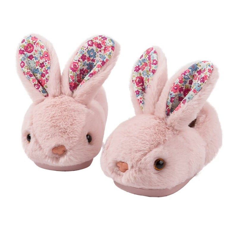 DRECAGE Girls Toddler Slippers Boys House Shoes for Little Kids Cute with Bunny Design Plush Indoor Slippers Non-Slip Pink 5-5.5 Infant - Image 1