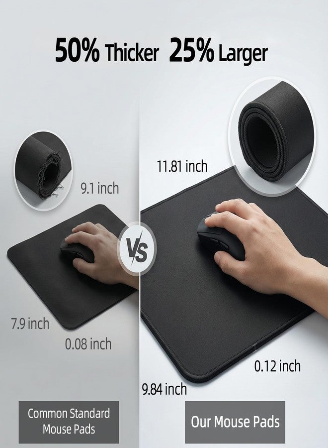 JYWYBF 2-Pack Large Mousepad with Non-Slip Rubber Base, Waterproof Computer Mouse Pad with Anti-fray Stitching, Mouse Pads for Laptop PC & Office Home Desk (Black) - Image 2