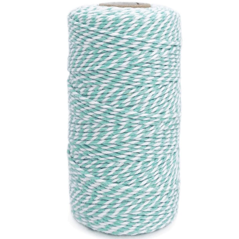 Twine String Aqua Blue and White Baker String 328 Feet 2mm Thick Christmas Halloween Twine String for Gift Wrapping DIY Crafts Home Decoration String Art Gardening