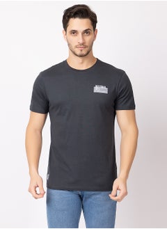 OCTAVE Octave Men's Solid Color Cotton T-shirt with Graphic Back design,Charcol  - Image 5