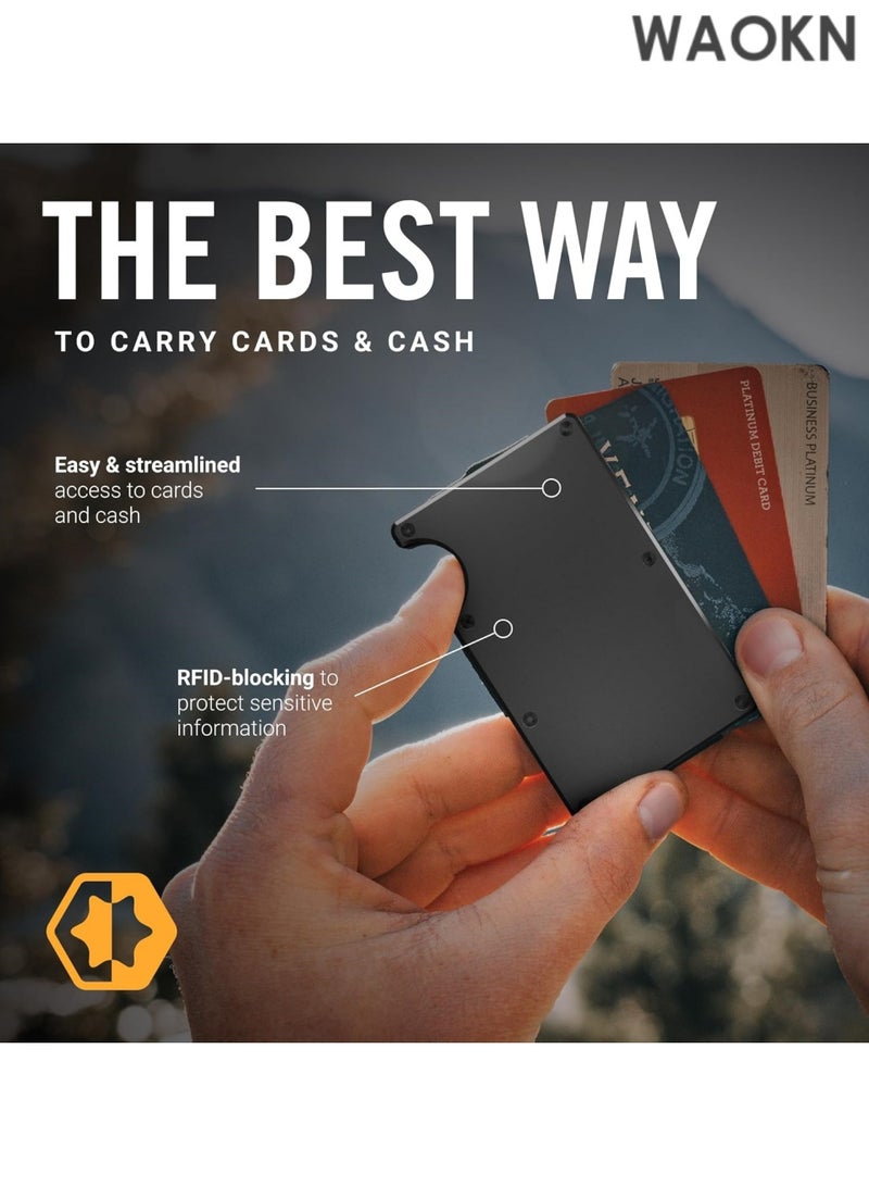 WAOKN Wallet is the ultimate fusion of style, functionality, and durability, designed for the modern man who values both form and function. Crafted from high-quality Carbon Fiber 3K, this wallet is not only sleek and lightweight but also incredibly strong, ensuring long-lasting performance., RFID Protected Front Pocket Wallets with Integrated Cash Strap(Gunmetal) - Image 2
