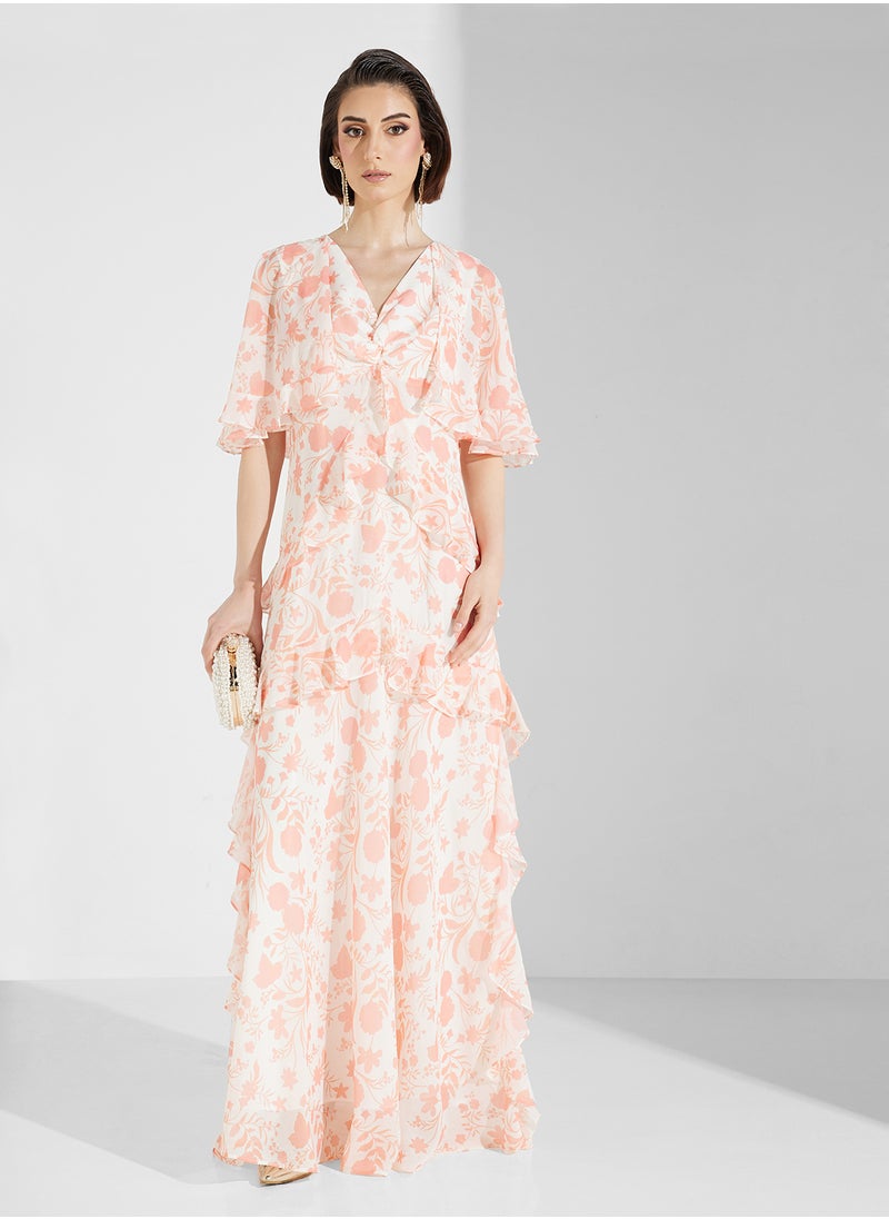 True Decadence Floral Print V-Neck Maxi Dress  - Image 1
