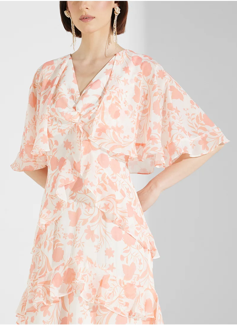 True Decadence Floral Print V-Neck Maxi Dress