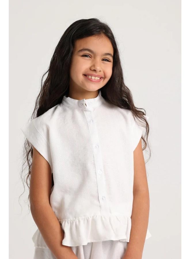 playmore Girls Blouse – Off-White - Image 1