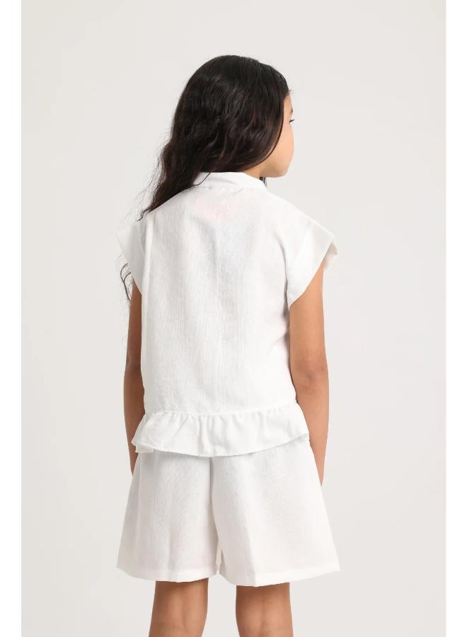 playmore Girls Blouse – Off-White - Image 2