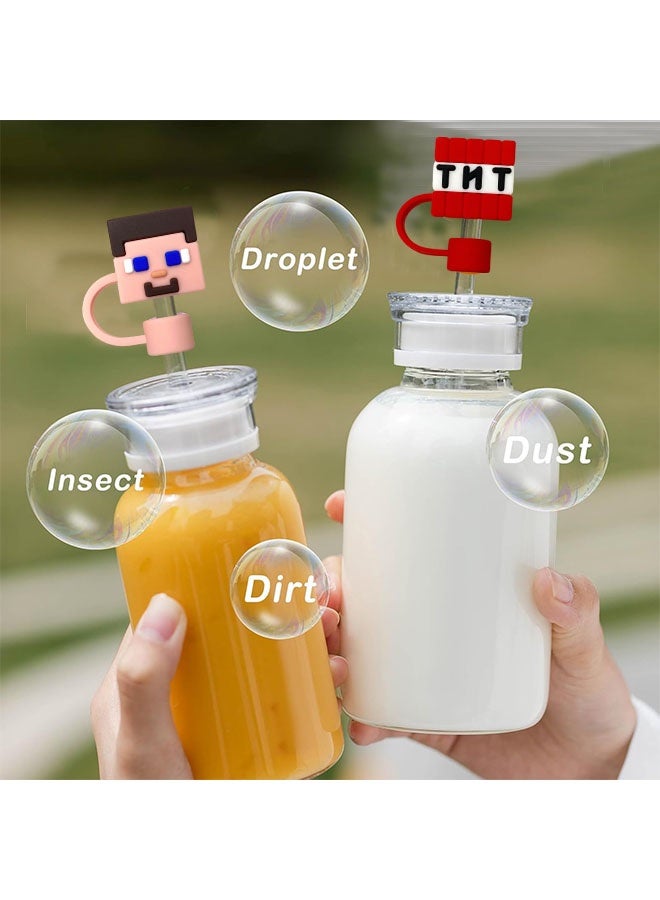 5pcs Minecraft Reusable Stanley Straw Cover Silicone Straw Topper Straw Covers Cap for Stanley Cup 30&40oz with Tumblers 10mm 0.4in Stanley Lid Accessories Simple Stanley Cup Straw Topper - Image 3