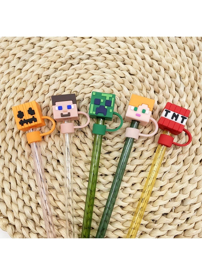 5pcs Minecraft Reusable Stanley Straw Cover Silicone Straw Topper Straw Covers Cap for Stanley Cup 30&40oz with Tumblers 10mm 0.4in Stanley Lid Accessories Simple Stanley Cup Straw Topper - Image 5
