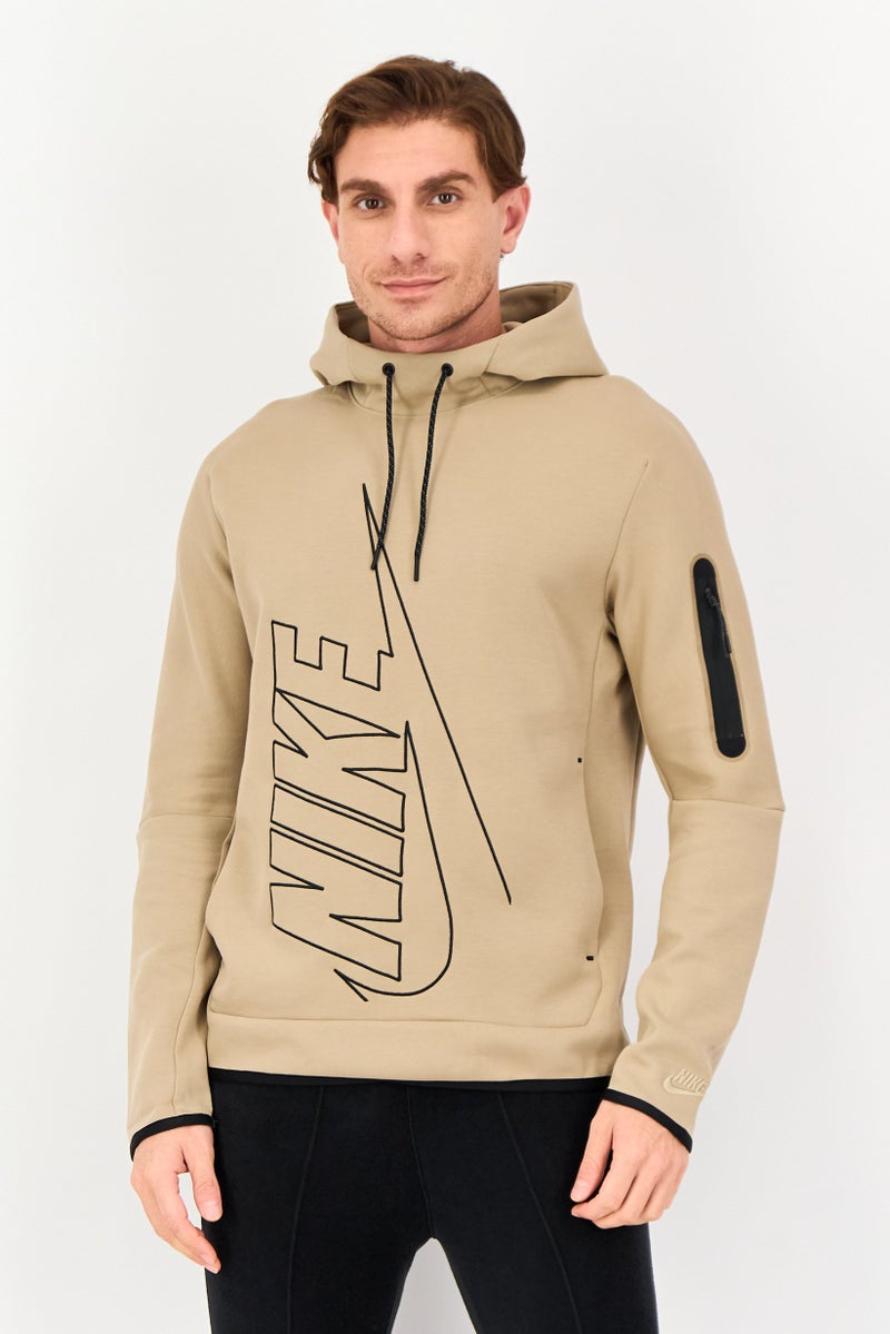 Nike Men Sportswear Fit Embroidered Logo Outdoor Hoodie, Tan - Image 1