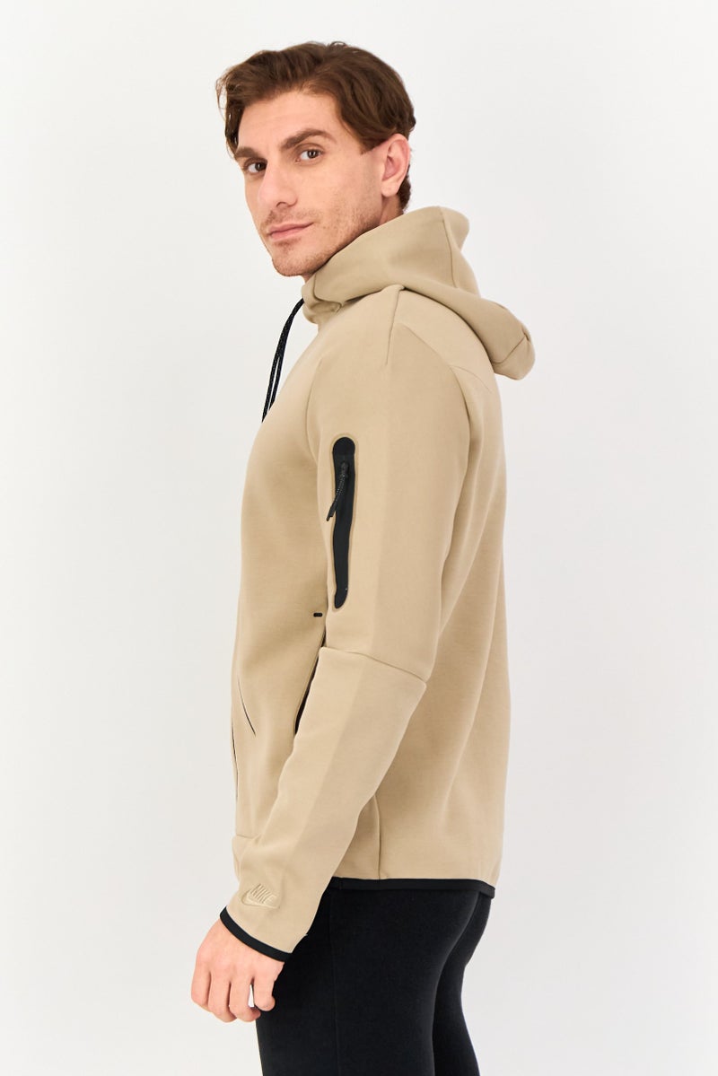 Nike Men Sportswear Fit Embroidered Logo Outdoor Hoodie, Tan - Image 3