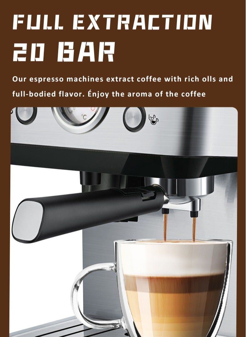 sokany 4 In 1 Espresso Machine,1400W/1.6L Cappuccino/Latte/Espresso/Grind Coffee Machine with Automatic Milk Frother, 20 Bar Pump Pressure,Coffee Maker for Home and Office,LG-SK77-2 - Image 5