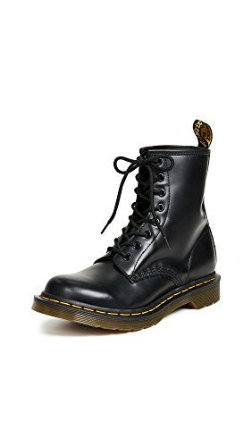 Dr Martens حذاء دكتور مارتنز النسائي 1460 جلد ناعم 8 عيون، أسود، 9 - Image 1