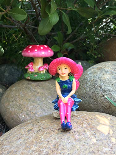 GlitZGlam Mimi The Large Miniature Fairy with a Detachable Mushroom Fairy Stand for Your Fairy Garden/Miniature Garden - Image 5