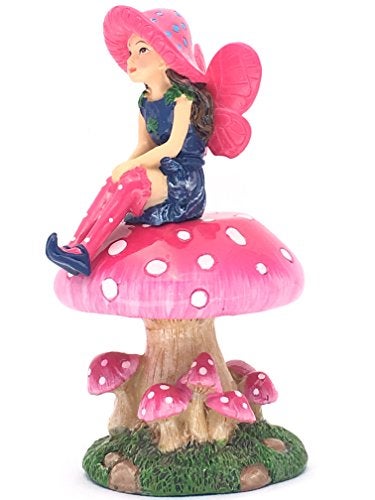 GlitZGlam Mimi The Large Miniature Fairy with a Detachable Mushroom Fairy Stand for Your Fairy Garden/Miniature Garden - Image 2