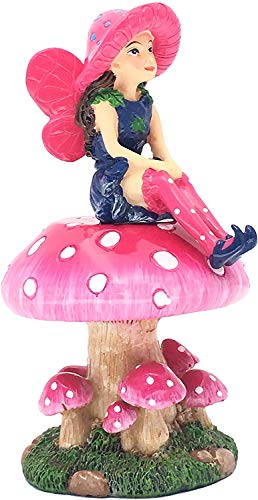 GlitZGlam Mimi The Large Miniature Fairy with a Detachable Mushroom Fairy Stand for Your Fairy Garden/Miniature Garden - Image 1