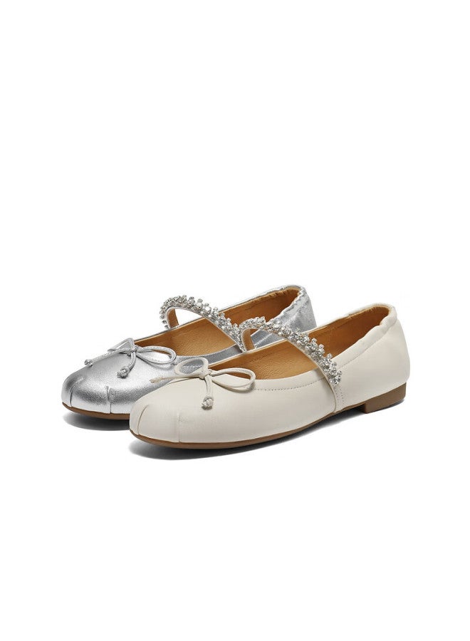 Belle Women's Moonlight Mary Jane 25 Autumn Flat Silver Ballet Evening Shoes 3h9f5cq5 Almond White Size 35 - Image 5