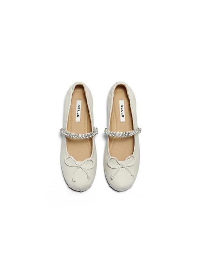 Belle Women's Moonlight Mary Jane 25 Autumn Flat Silver Ballet Evening Shoes 3h9f5cq5 Almond White Size 35 - Image 3