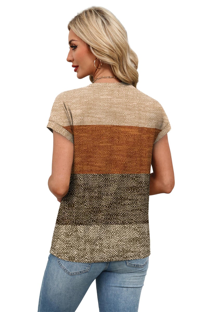 Alaroo Cute Tops for Women Dressy Short Sleeve Shirts Business Casual Summer Clothes Beach Vacation Outfits Spring Fashion Clothing Color Block M - Image 5