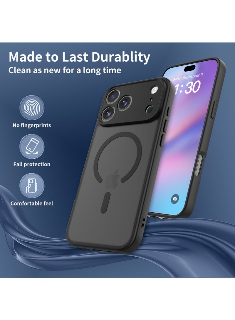 X-level iPhone 17 Pro Case,Magnetic Case Cover for iPhone 17 Pro 6.3 Inch 2025 Compatible with MagSafe, Translucent Matte Back Slim Shockproof Phone Cover (Black) - Image 4
