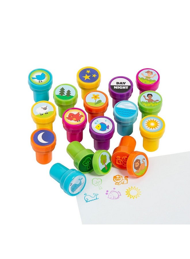 Fun Express Creation Story Stampers - Creative Stamps for Kids Craft Projects Storytelling & DIY Activities - Perfect for Arts Learning Party Favors & Classroom Use - 16 Pieces