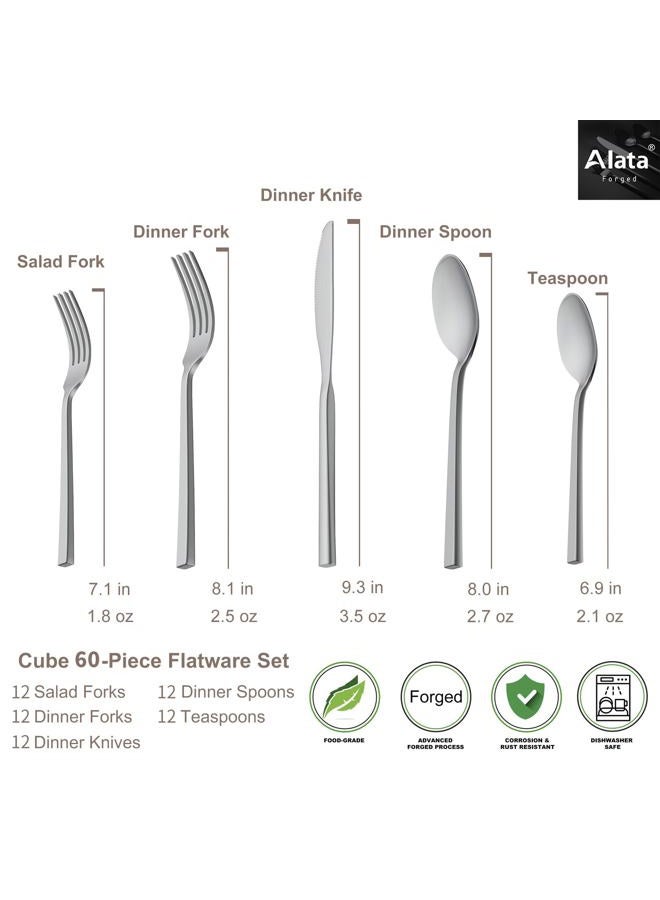 Alata Cube 60pieces Mirror Silverware Set - Image 4