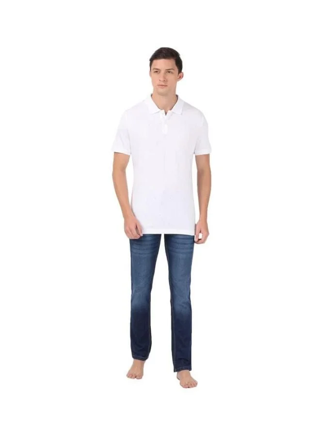 Jockey white IM16 Men Tencel Micro Modal and Cotton Blend Printed Half Sleeve Polo T Shirt for Men | Best Price UAE